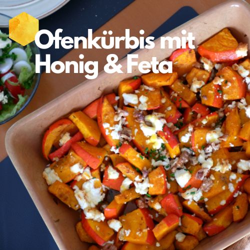 Ofenkürbis - Hokkaido Kürbis mit Honig und Feta