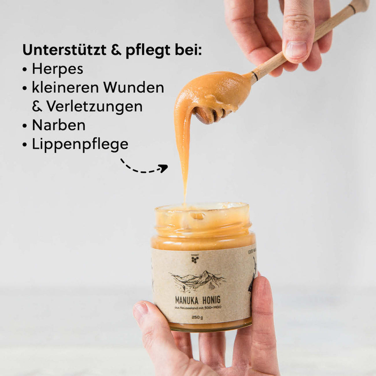 Beliebt in der Naturkosmetik=>Der Manuka Honig kann bei kleineren Wunden & Verletzungen sowie bei Hautunreinheiten unterstützend und pflegend eingesetzt werden.