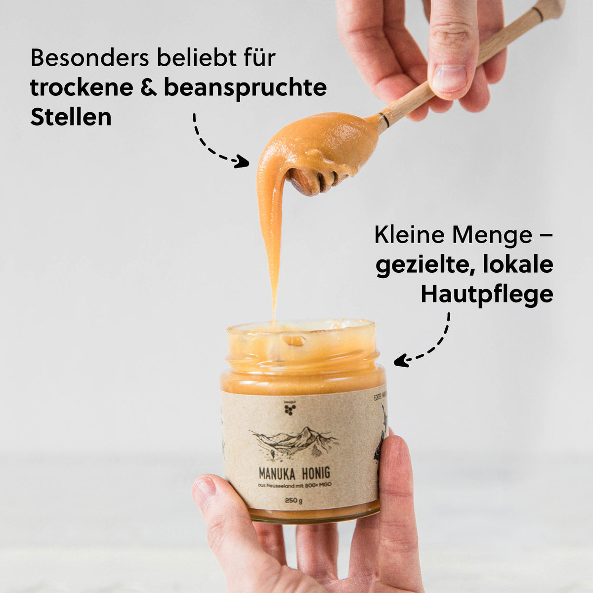 Beliebt in der Naturkosmetik=>Der Manuka Honig kann bei kleineren Wunden & Verletzungen sowie bei Hautunreinheiten unterstützend und pflegend eingesetzt werden.