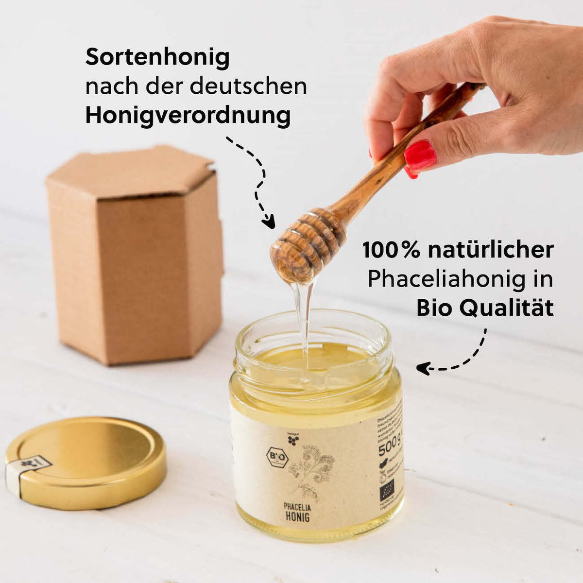 Zertifizierter Sortenhonig=>Phaceliahonig darf ein Sortenhonig nur genannt werden, wenn er die Anforderungen der Honigverordnung erfüllt. Durch eine Pollenanalyse lassen wir das bei einem auf Bienenprodukte spezialisierten Labor in Deutschland überprüfen.